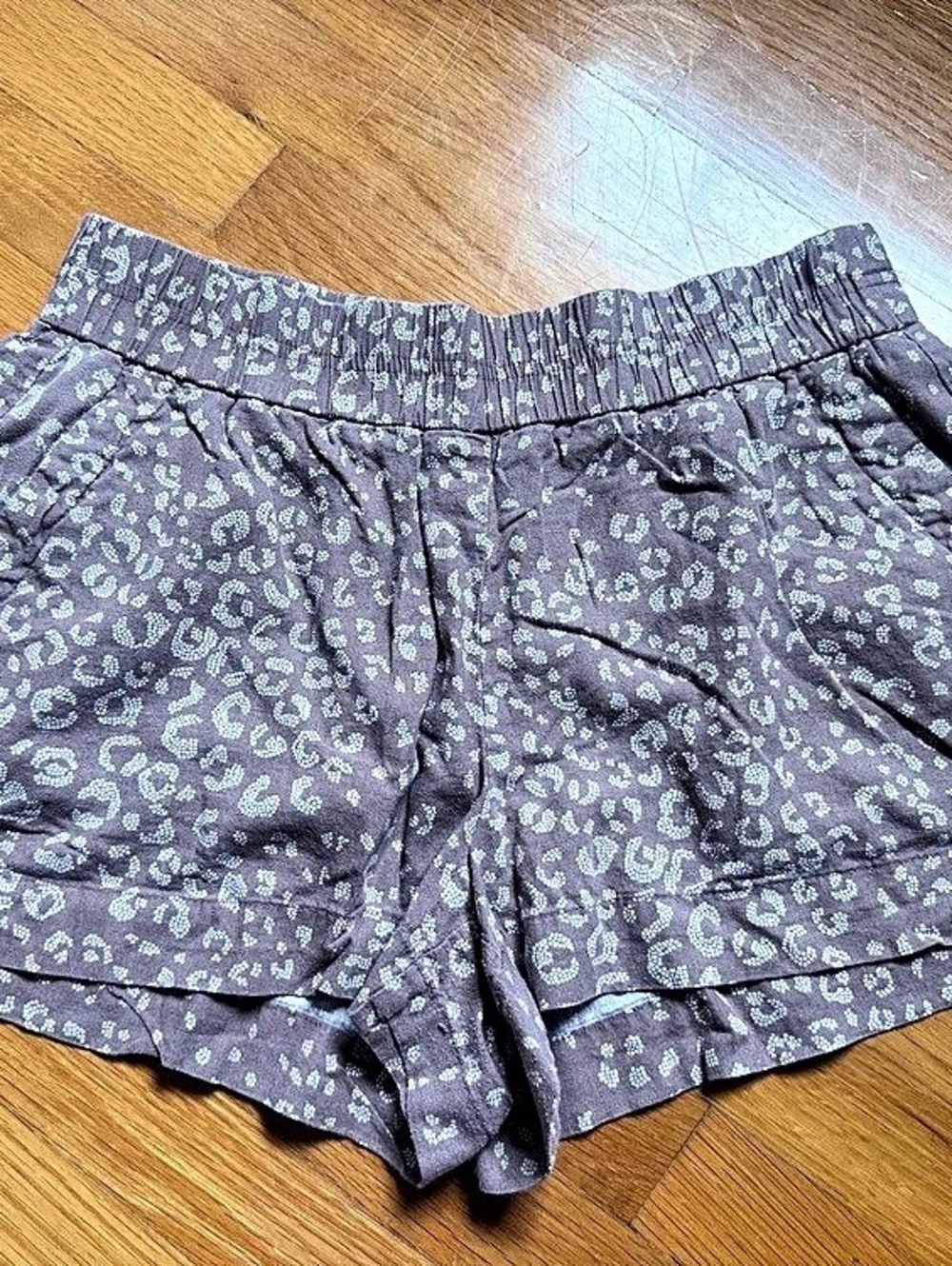 a new day Women's Linen Pull-On Shorts Animal Print Medium